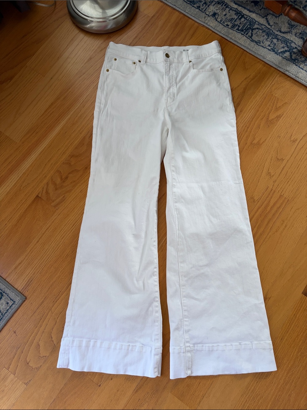 J. Crew 96 Denim Trouser White Size 28 Wide Leg High Rise Jeans CH679